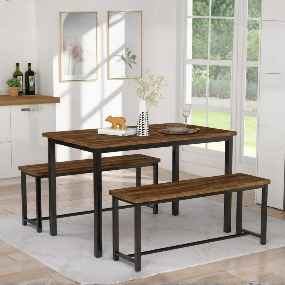 Juego de Comedor Aurora Caramelo con Mesa y Bancas Coricha Home