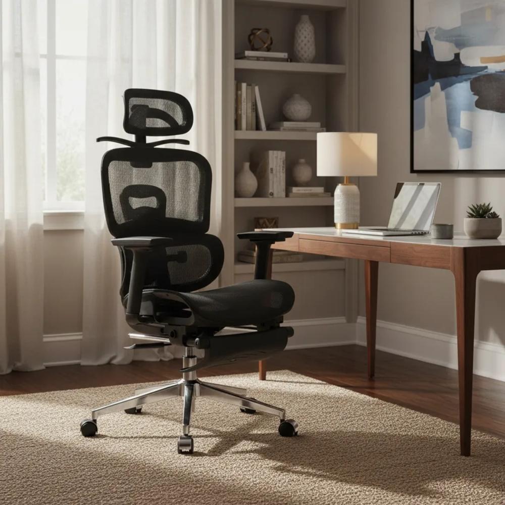 Silla Ergonómica Haven Prime Mesh Base Cromada con Reposapiés