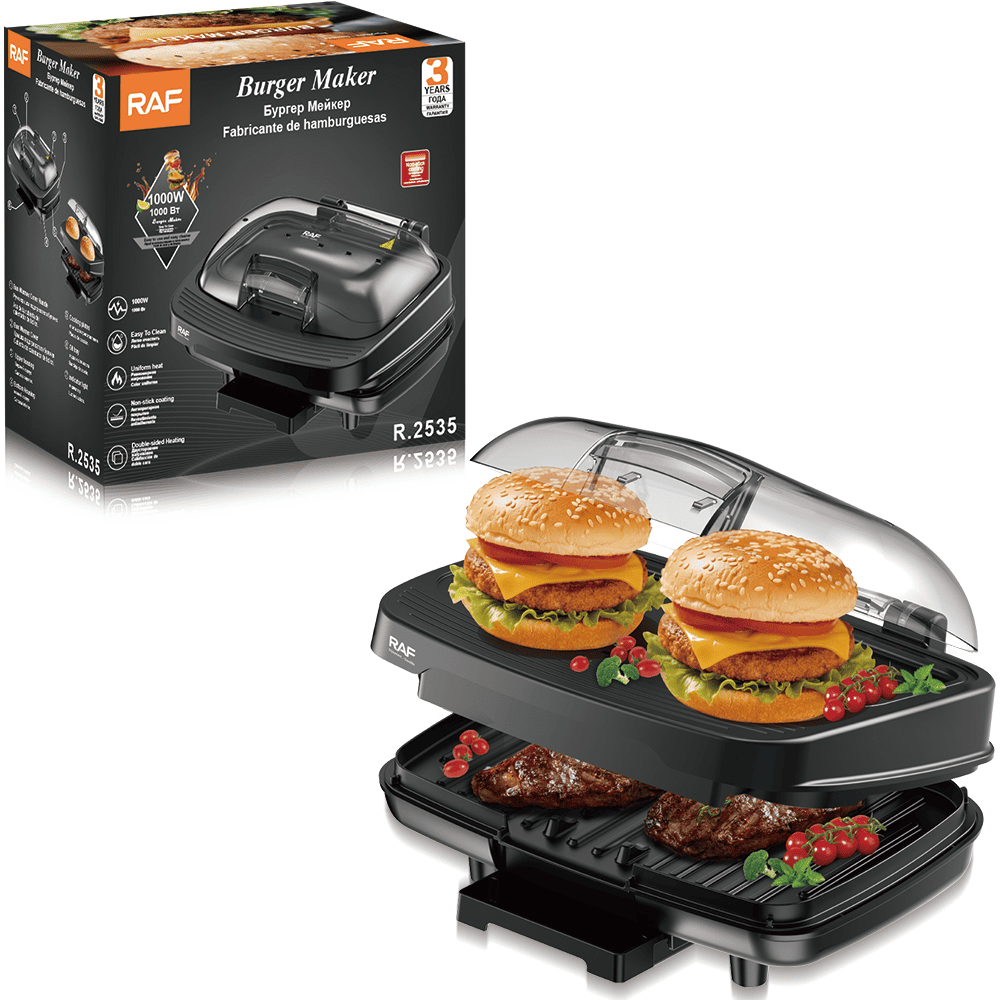 PARRILLA ELÉCTRICA PARA HAMBURGUESAS 1000W RAF R.2535