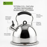 Tetera 2.5 L Facusa Acero Inoxidable Silbadora Vittoria