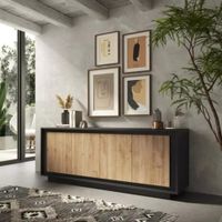 APARADOR MILORD 4 PUERTAS ESTANTES GRAFITO ROBLE 205CM