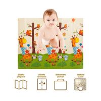 Piso Plegable de Bebe Jirafa con Animalitos y Parque de Diversiones 2 m x 1.8 m x 1 cm