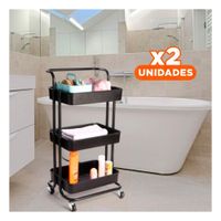 Pack2 Unidad Movil 3 Niveles con Ruedas y Mango Grande para Espacios del Hogar Y Papel Regalo