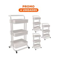 Pack4 Mueble Rodante con Tres Niveles para Organizar Espacios Comunes Y Regalo Sticker