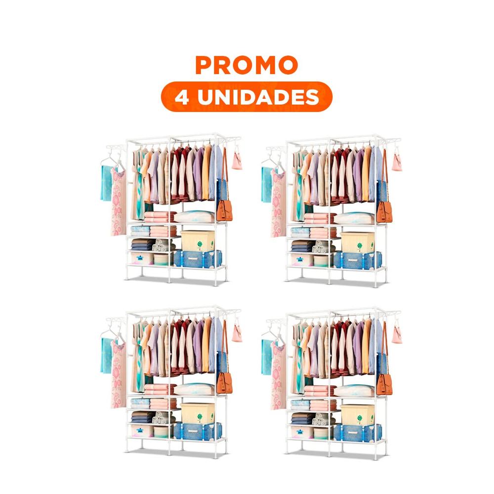 Pack4 Mueble de Almacenamiento de Dos Columnas para Colgar Ropa Y Regalo Sticker