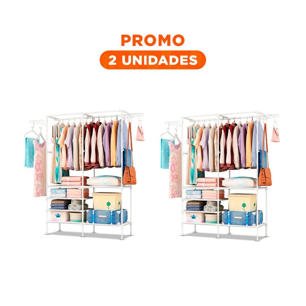 Pack2 Mueble Auxiliar de Dos Columnas para Colgar Ropa y Accesorios en Casa
