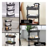 Soporte 3 Niveles con Ruedas y Mango Grande para Ordenar Espacios del Hogar