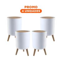 Pack4 Contenedor Compacto de Basura con Tapa Push y Patitas para Uso Diario Y Regalo Sticker