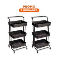 Pack2 Base Auxiliar 3 Niveles con Ruedas y Mango Grande para Almacenamiento Diario
