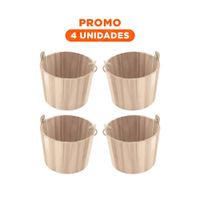 Pack4 Caja Natural de Madera con Agarradera de Cuerda para Espacios Y Regalo Sticker