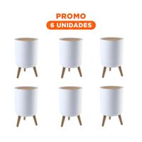 Pack6 Tacho Utilitario de Basura con Tapa Push y Patitas para Ambientes del Hogar