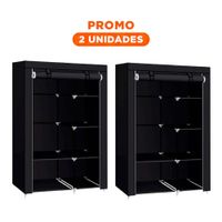 Pack2 Ropario de Tela con Estructura de Metal 105x45x168cm Negro Resistente Plus