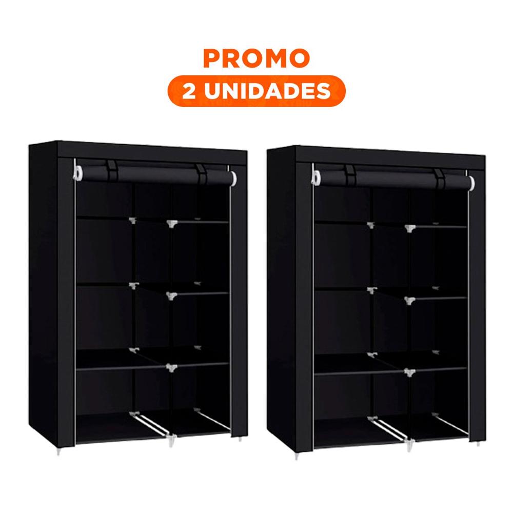 Pack2 Ropario de Tela con Estructura de Metal 105x45x168cm Negro Resistente Plus