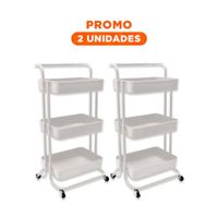 Pack2 Soporte Auxiliar con Tres Niveles y Ruedas para Uso Diario