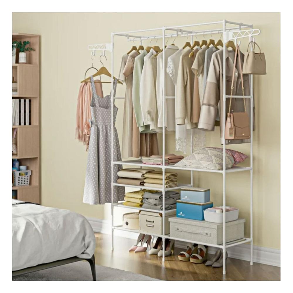 Ropero Vertical de Dos Columnas para Colgar Prendas y Mantener Orden Y Papel Regalo