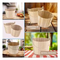 Cubeta Decorativa de Madera con Agarradera de Cuerda para Organizar Espacios del Hogar