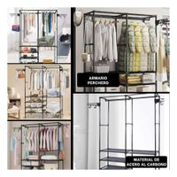 Estante Perchero de 2 Columnas para Hogar con Soporte Estable y Uso Continuo