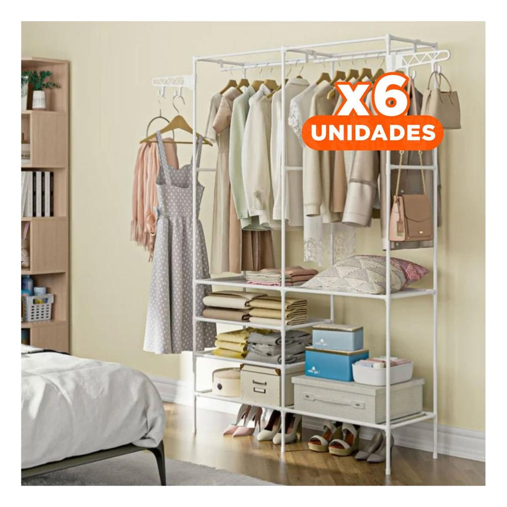 Pack6 Colgador para Ropa de Dos Columnas con Distribucion Funcional Y Regalo Sticker