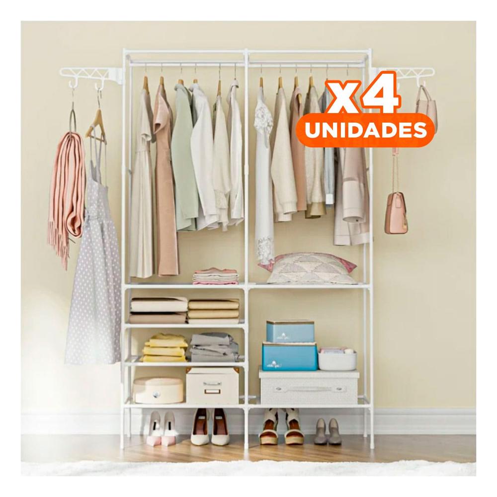 Pack4 Colgador Vertical de Dos Columnas para Ropa y Accesorios Personales