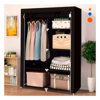 Closet de Tela con Estructura de Metal 105x45x168cm Negro Resistente Plus Y Regalo Sticker