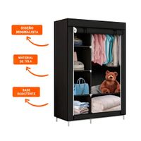 Closet de Tela con Estructura de Metal 105x45x168cm Negro Organizador Pro Y Ligas Regalo