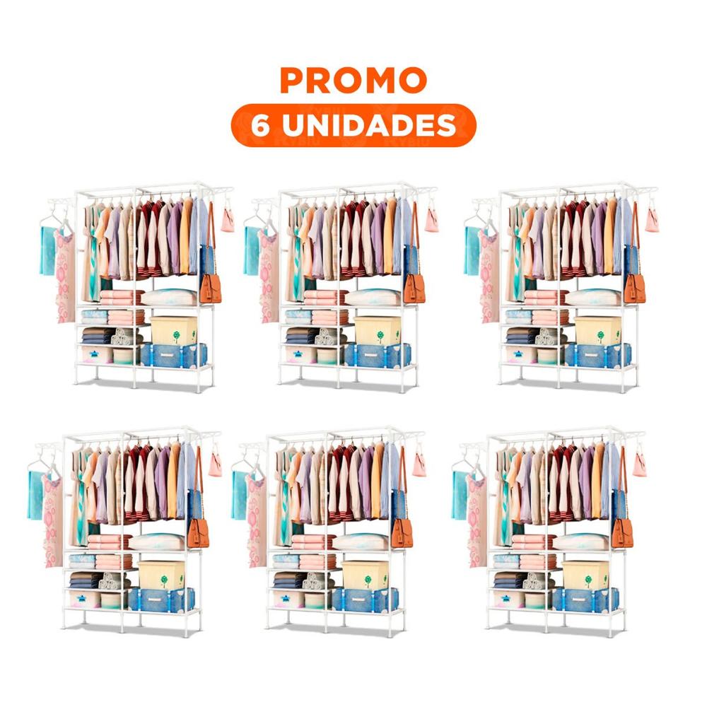Pack6 Perchero de Uso Domestico de Dos Columnas para Prendas y Bolsos