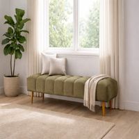 Banqueta Velour Dos Cuerpos Verde Olivo Antifluido y Obsequio