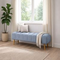 Banqueta Velour Dos Cuerpos Azul Denim Antifluido y Obsequio