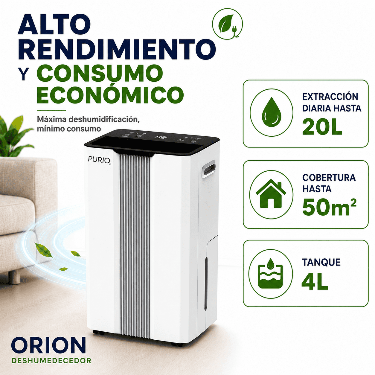 Deshumedecedor Digital 20L ORION - Alto Rendimiento y Consumo Económico