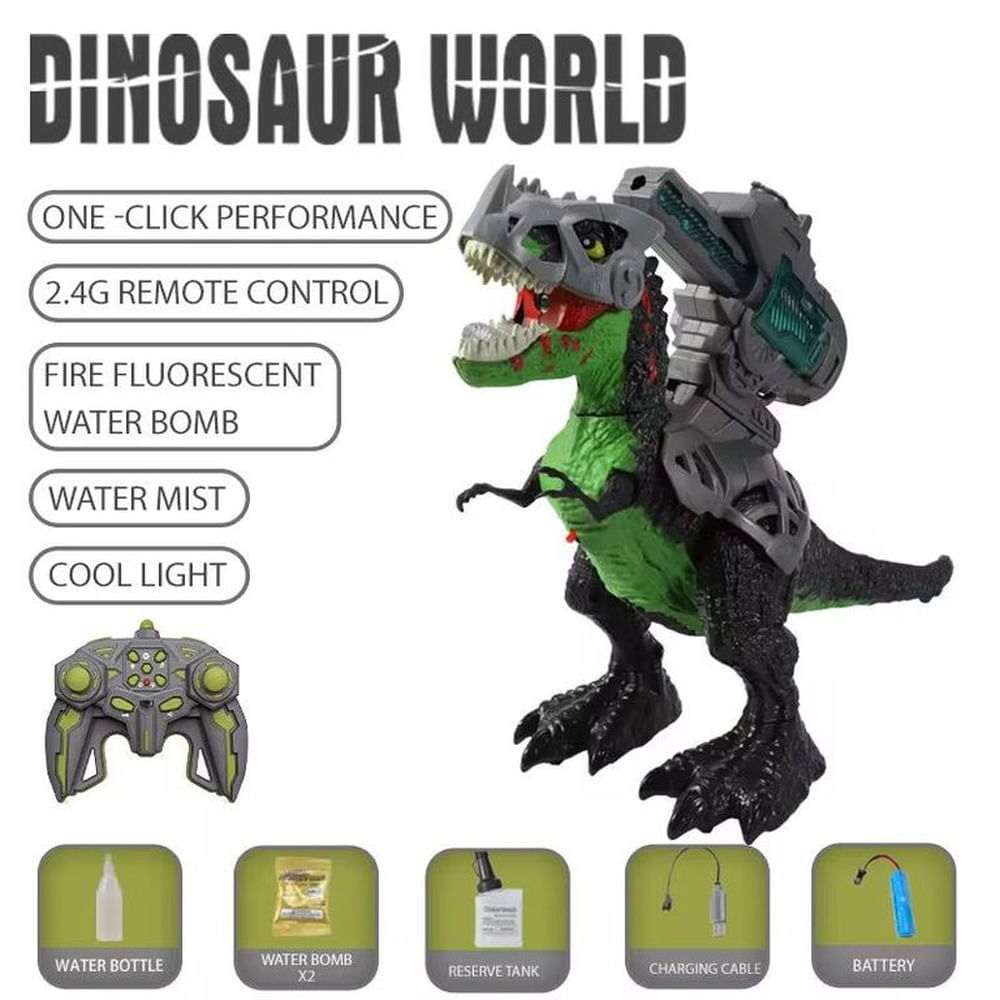 Dinosaurio a Control Remoto con Luces LED Humo y Dispara Hidrogel