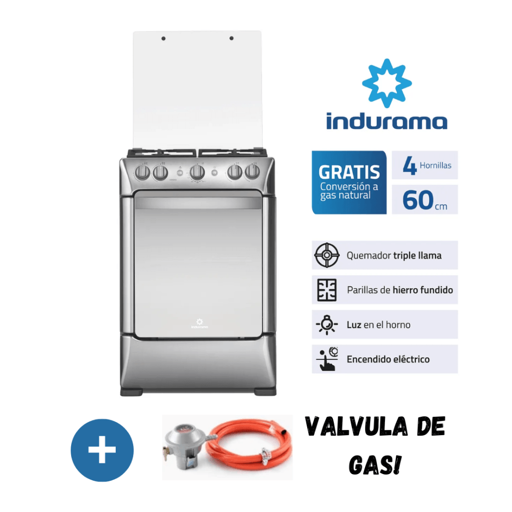 Cocina Indurama Granada Zafiro 4 Hornillas cn Valvula de Gas