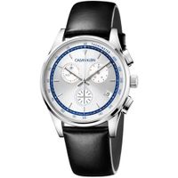 Reloj para Hombre Calvin Klein Completion Chrono KAM271C6 Suizo Zafiro Fecha Cronómetro Cuero Negro