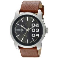 Reloj Diesel Double Down DZ1513 Acero Inoxidable Correa de Cuero Marron Dial Negro