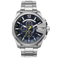 Reloj Diesel Mega Chief DZ4465 Fecha Cronómetro Acero Inoxidable Dial Azul