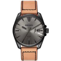 Reloj Diesel MS9 DZ1863 Fecha Correa de Cuero Beige Acero Negro Gunmetal