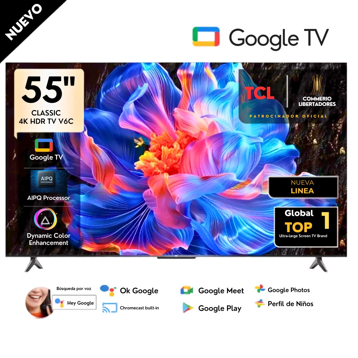 Televisor TCL 55 UHD 4K Smart  GOOGLE TV 55V6C