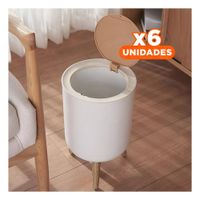 Pack6 Basurero Utilitario con Tapa Push y Patitas para Cocina y Comedor Y Papel Regalo