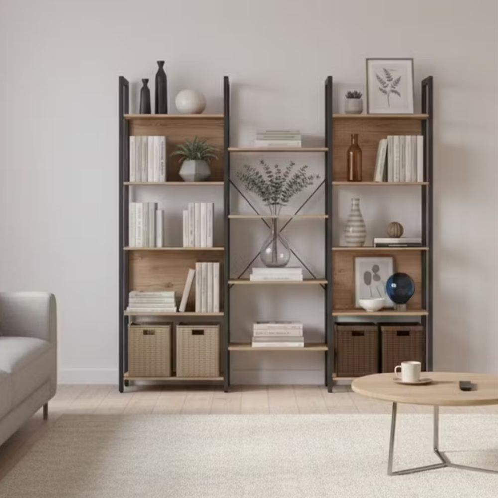 Estante Librero Maisson Beige y Negro 158x166x24 - Masiva Home