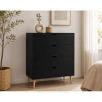 Cómoda Vintage Luna 4 Cajones Ventitas Home Roble Negro
