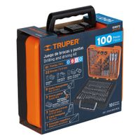 Juego de 100 brocas y puntas en estuche plástico TRUPER 100872