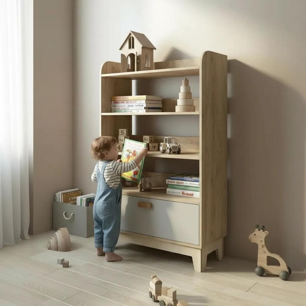 Estante Librero Tenga Beige y Blanco 60x150x60 - Masiva Home
