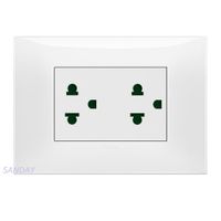TOMACORRIENTE DUPLEX UNIVERSAL CON TIERRA NEVE UP PLACA BLANCA Y DADO BLANCO VIMAR