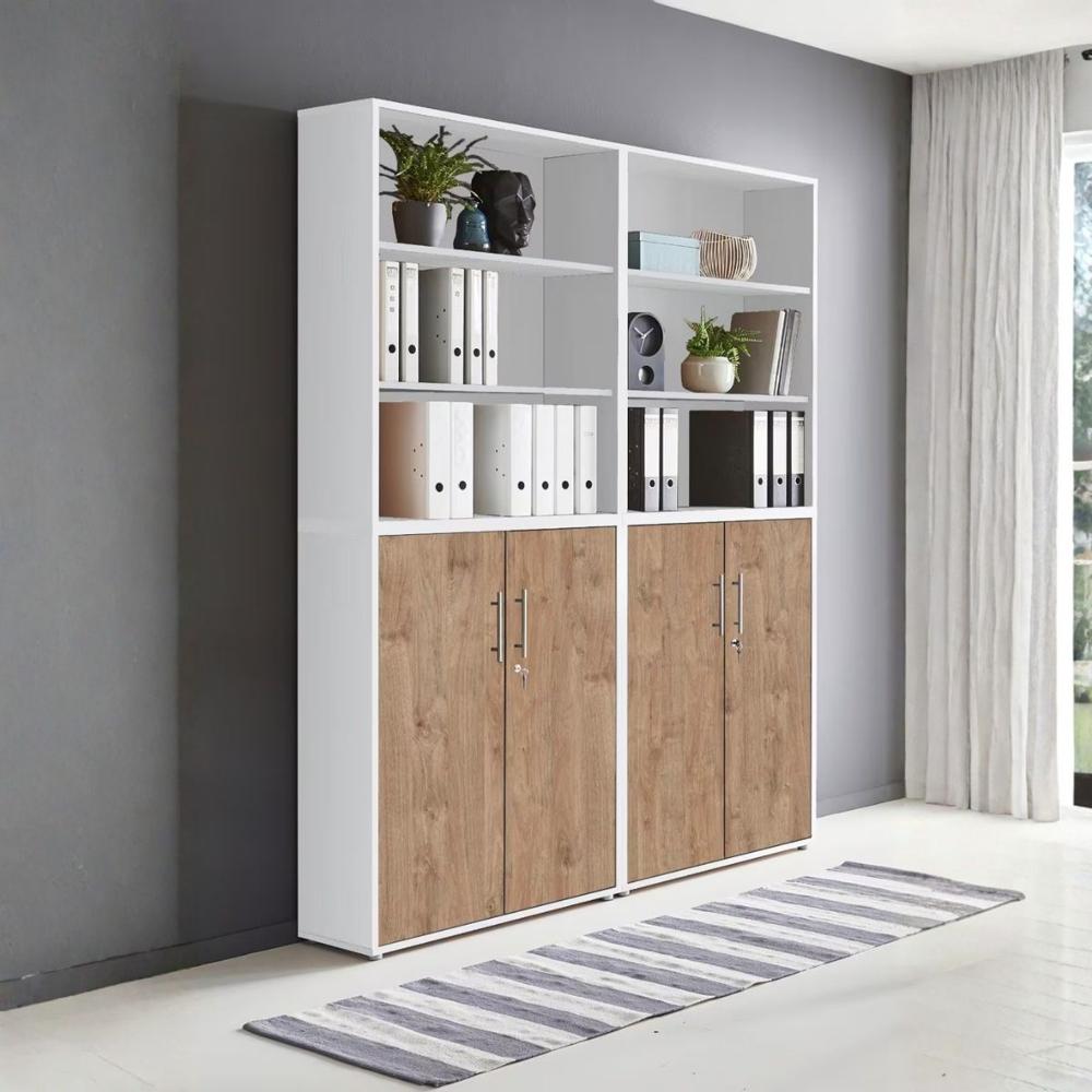 Librero Estante Anubis Blanco y Marrón 165x220x30 | Masiva Home