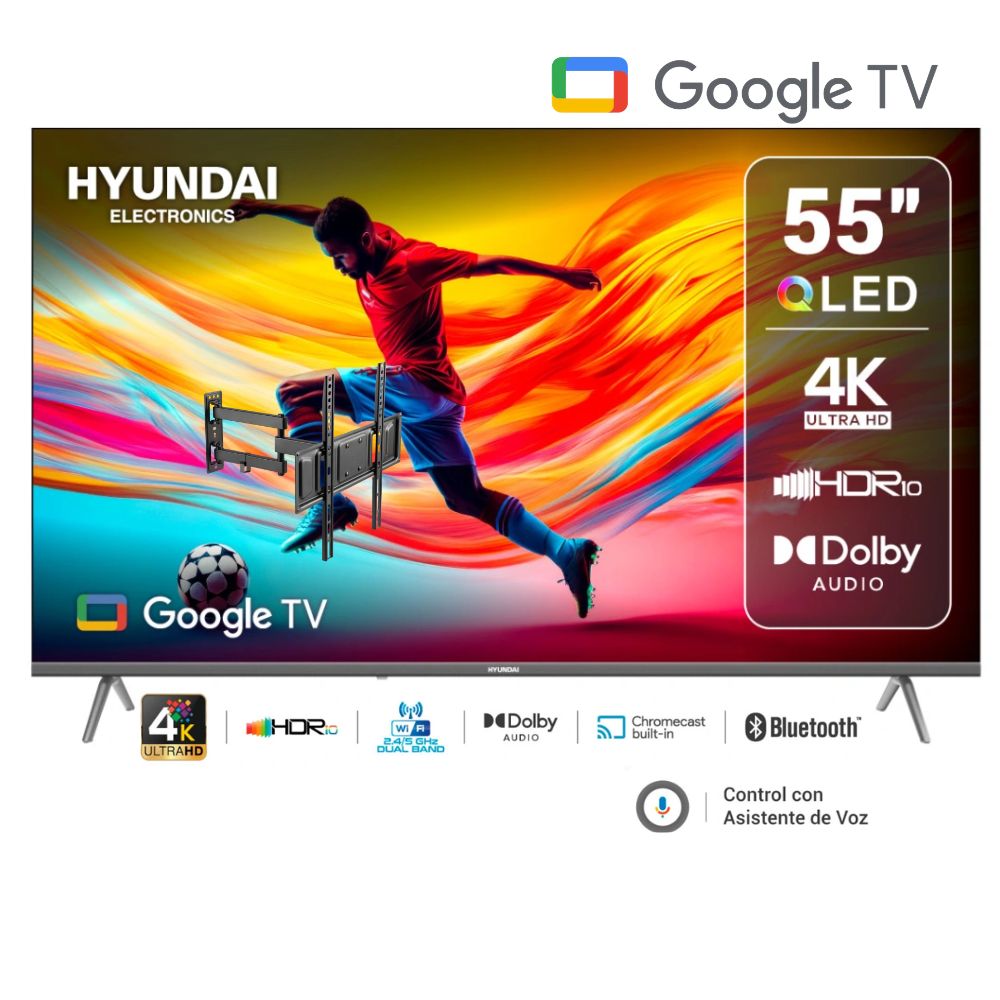 TELEVISOR HYUNDAI  QLED 55  ULTRA HD 4K GOOGLE TV HYLED5529QG
