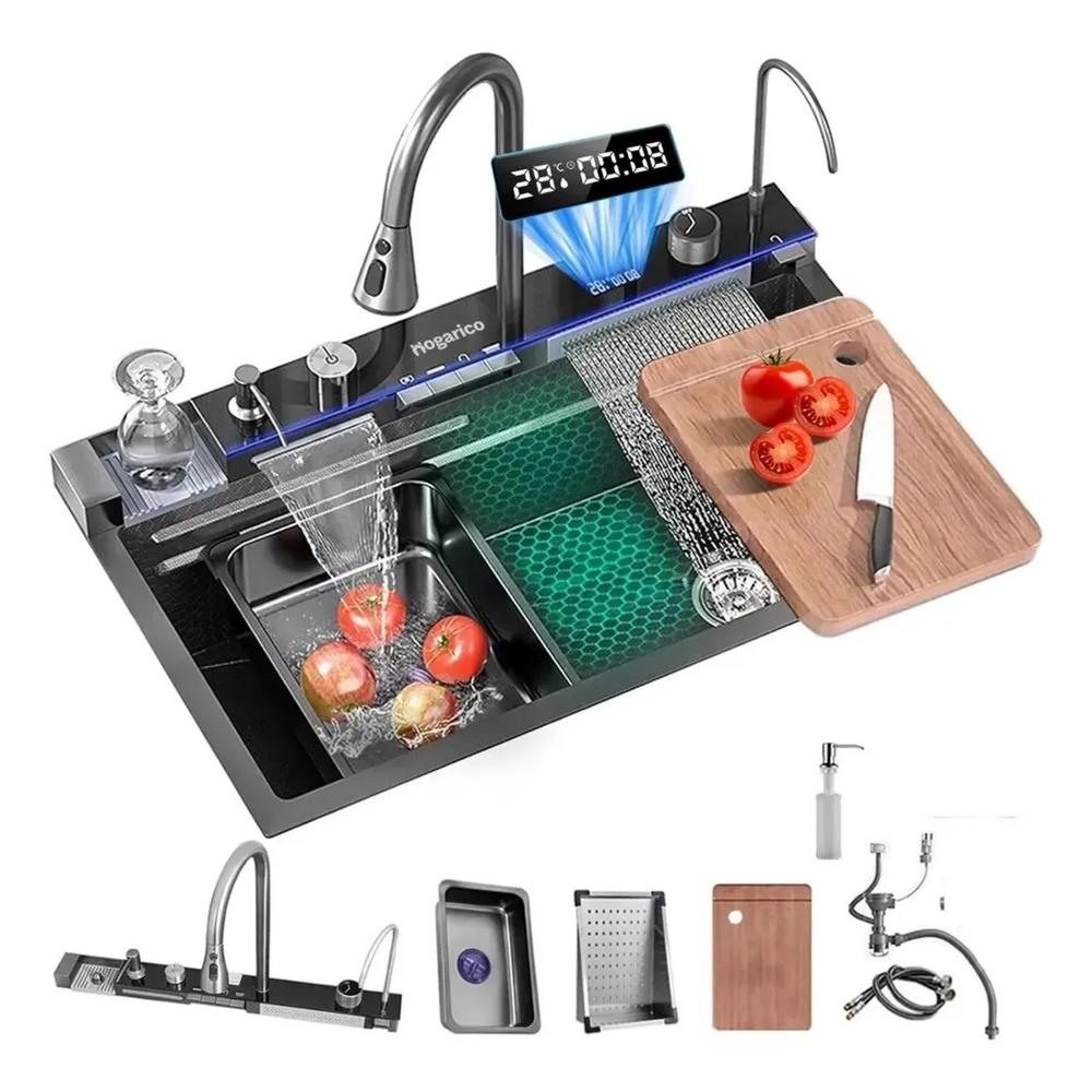 LAVADERO MULTIFUNCIONAL DE COCINA 7 EN 1 CON LUCES 5 TECLAS Y MEZCLADORA.