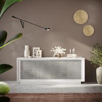 APARADOR MILORD 4 PUERTAS ESTANTES BLANCO CEMENTO 205CM