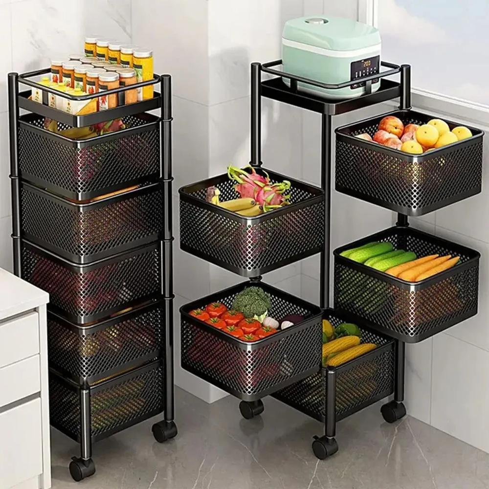 Organizador de Verduras y alimentos Cuadrado de 5 Niveles Color Negro