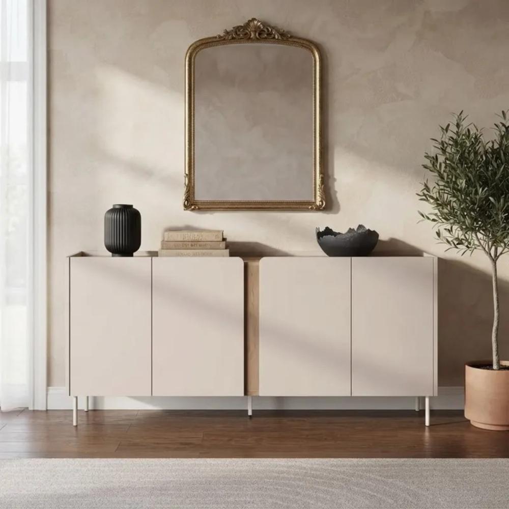 APARADOR JANE 4 PUERTAS ESTANTES INTERNOS ROBLE Y CAPRI 180CM