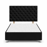 Cama Tapizada Aria Cromo Capitoné Negro 2 Plazas