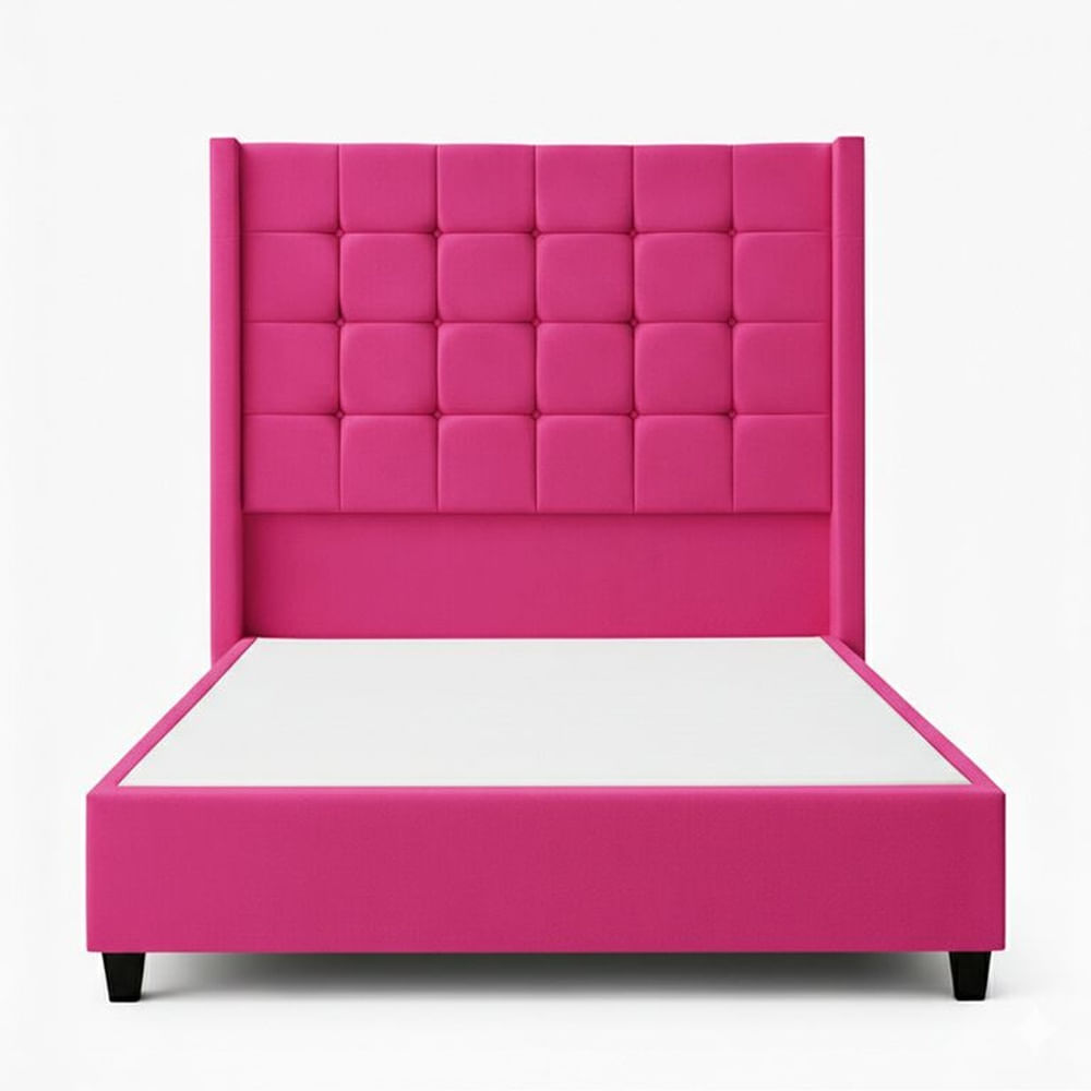 Cama Tapizada Confort Cubo Fucsia 2 Plazas
